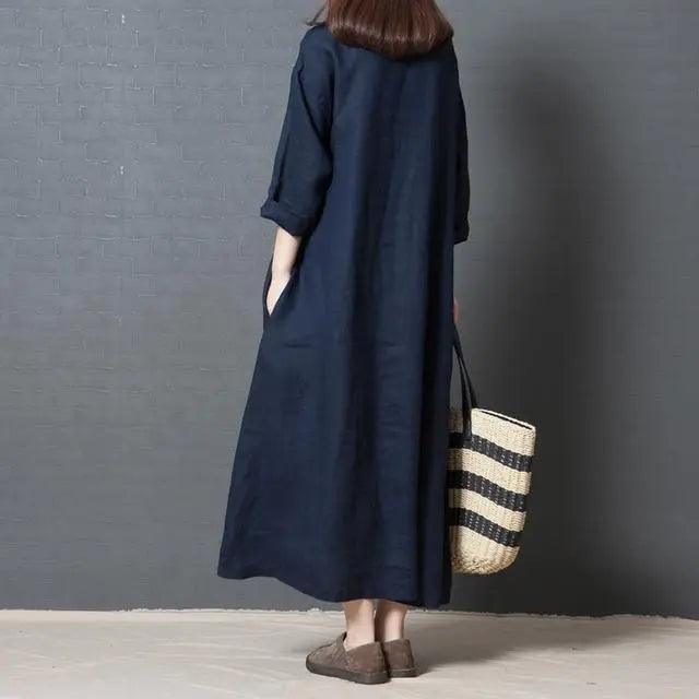 2色展開 M-2XL 今季も大流行 シンプル ラウンドネック レトロ 森ガール カジュアルワンピース#1293 darcywear