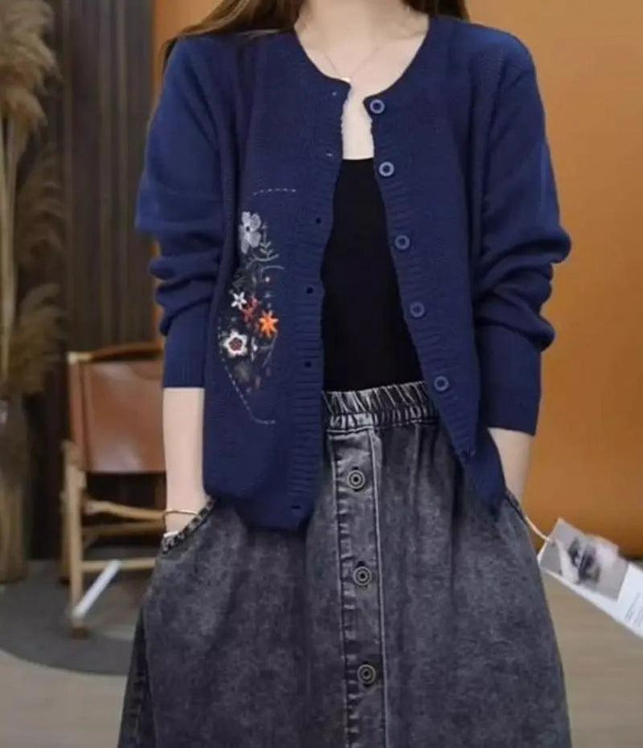 7色展開 S-3XL おしゃれ度アップ プリント 長袖 レトロ 森ガール 切り替え 刺繍 カーディガン#1345 darcywear