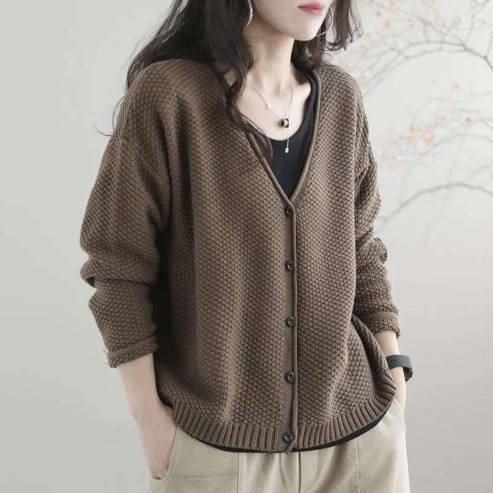 8色展開 S-2XL 必須アイテム 好相性 シンプル 無地 Vネック シングルブレスト ニット カーディガン#1350 darcywear