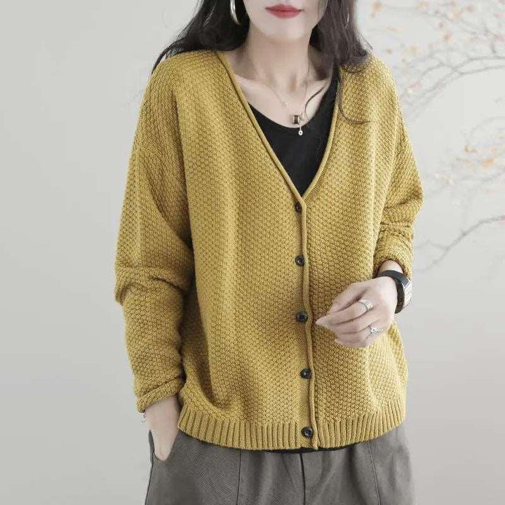 8色展開 S-2XL 必須アイテム 好相性 シンプル 無地 Vネック シングルブレスト ニット カーディガン#1350 darcywear