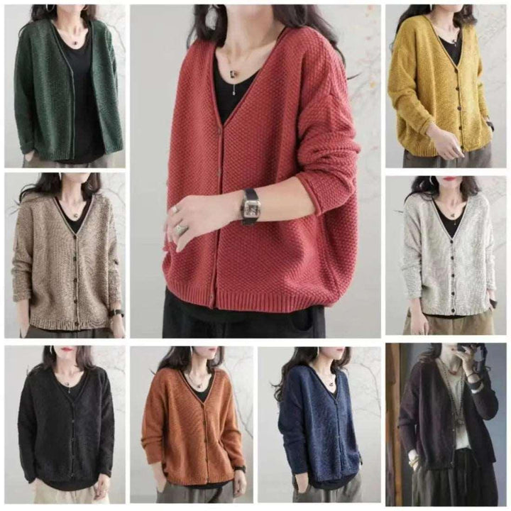 8色展開 S-2XL 必須アイテム 好相性 シンプル 無地 Vネック シングルブレスト ニット カーディガン#1350 darcywear