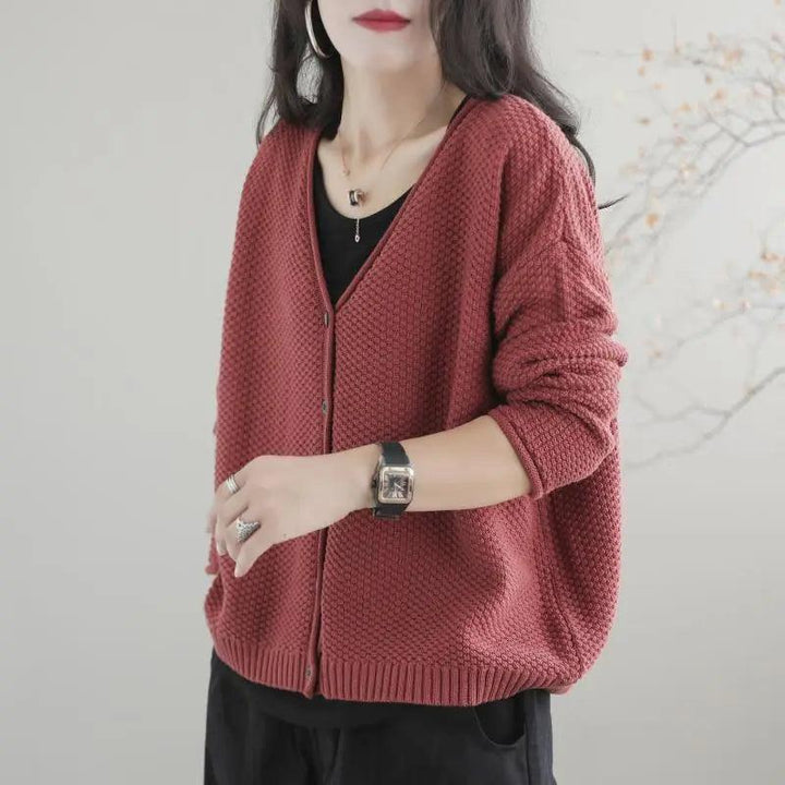 8色展開 S-2XL 必須アイテム 好相性 シンプル 無地 Vネック シングルブレスト ニット カーディガン#1350 darcywear